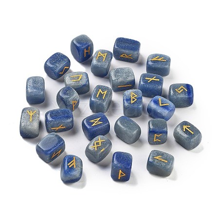 Rectangle Natural Blue Aventurine Rune Stones G-Z059-01N-1