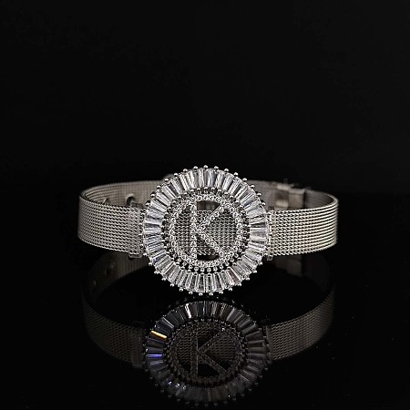 Brass Micro Pave Clear Cubic Zirconia Bangles for Women FS-WGA7409-48-1