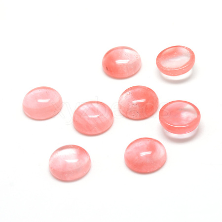 Cherry Quartz Glass Cabochons G-T020-8mm-10-1