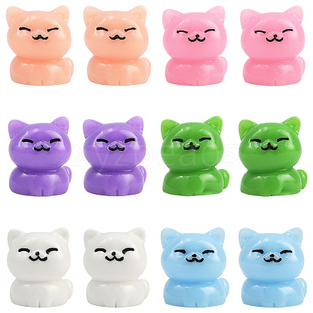 24Pcs 6 Colors Plastic Cat Shape Display Decorations DJEW-SP0001-14-1