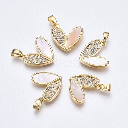 Brass Micro Pave Clear Cubic Zirconia Pendants KK-Q277-005-NF-1