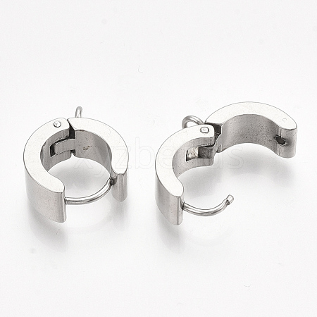 Tarnish Resistant 201 Stainless Steel Hoop Earring Findings STAS-S079-79-1