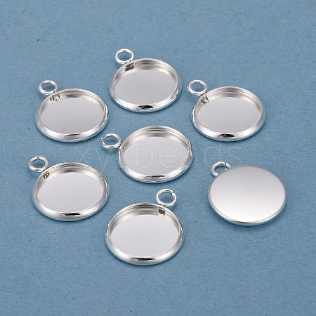 304 Stainless Steel Pendant Cabochon Settings X-STAS-F191-14S-C-1