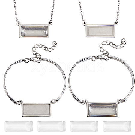 DIY 304 Stainless Steel 2Pcs Necklaces & 2Pcs Bracelets Making Kits SJEW-DR00003-1