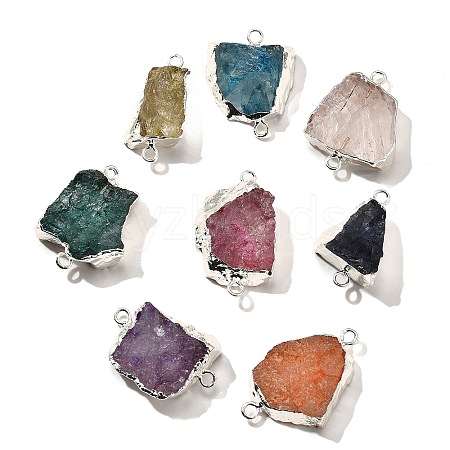 Raw Rough Natural Dyed Quartz Crystal Links Connector Charms G-K189-04S-1