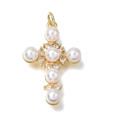 Brass Micro Pave Clear Cubic Zirconia Pendants CU-CBA9883-03C-G-1