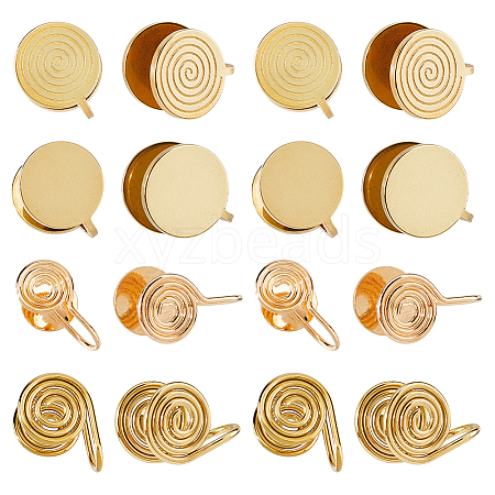 16Pcs 4 Styles Brass & 304 Stainless Steel Cuff Earrings EJEW-HS0001-18G-1