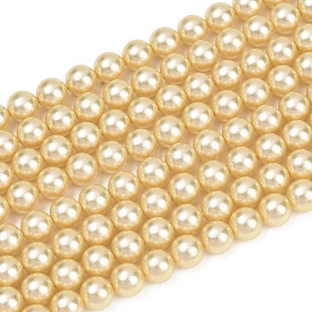 Frosted Glass Pearl Beads Strands GLAA-A044-08A-03-1