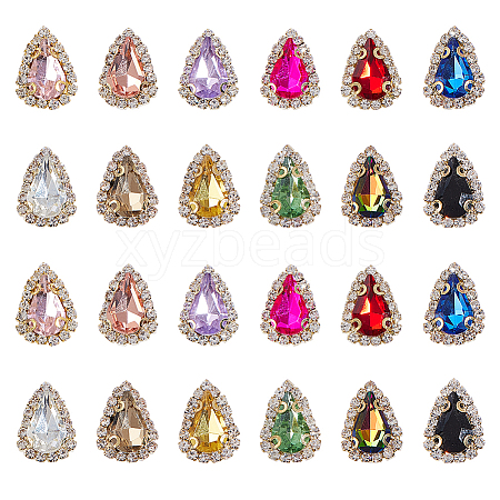 24Pcs 12 Colors Teardrop Sew on Rhinestone DIY-GA0005-17-1