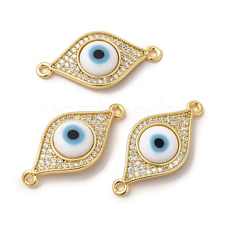 Rack Plating Real 18K Gold Plated Brass Micro Pave Clear Cubic Zirconia Connector Charms ZIRC-L102-02G-05-1