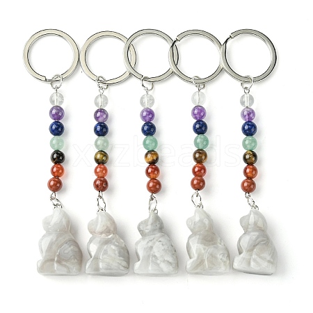 Cat Natural Crazy Agate Keychain KEYC-F040-11D-1