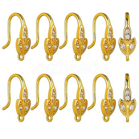 10 Pairs Brass Micro Pave Clear Cubic Zirconia Earring Hooks ZIRC-SZ0005-11-1