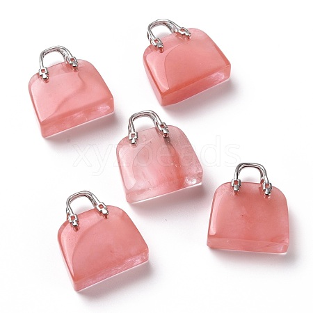 Watermelon Stone Glass Brass Pendants KK-E274-01P-010-1