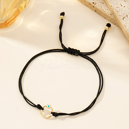 Brass Ring Evil Eye Bead Braided Bracelets EA2094-1-1