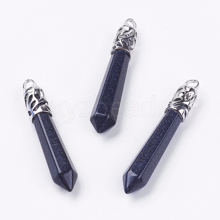 Synthetic Blue Goldstone Pointed Pendants G-F228-07L-RS-1