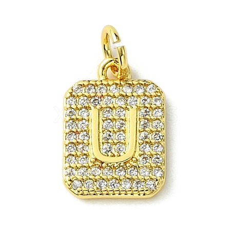 Rack Plating Brass Micro Pave Clear Cubic Zirconia Charms KK-G501-01U-G-1