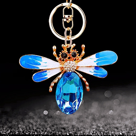 Alloy Rhinestone Dragonfly Keychain Cute Men and Women Bag Pendant Keychain PW-WG71D3A-02-1