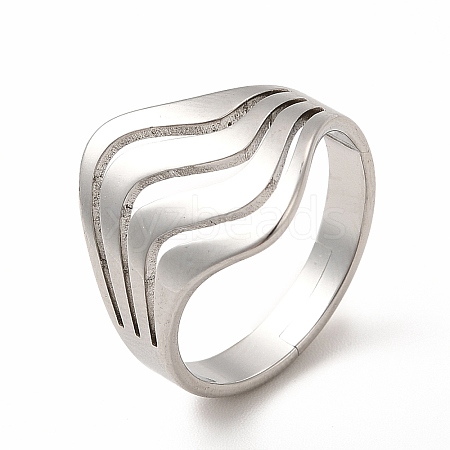 304 Stainless Steel Wave Adjustable Ring for Women RJEW-B027-05P-1