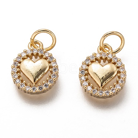 Brass Micro Pave Clear Cubic Zirconia Charms ZIRC-C020-66G-1