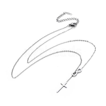 304 Stainless Steel Cable Chains Lariat Necklaces NJEW-F267-17P-1