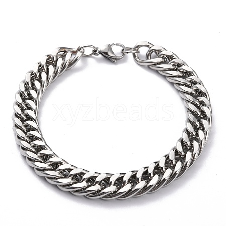 Tarnish Resistant 304 Stainless Steel Cuban Link Chain Bracelets STAS-A028-B064P-A-1