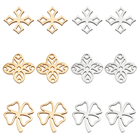 DICOSMETIC 24Pcs 6 Style 201 Stainless Steel Filigree Joiners Links STAS-DC0008-57-1