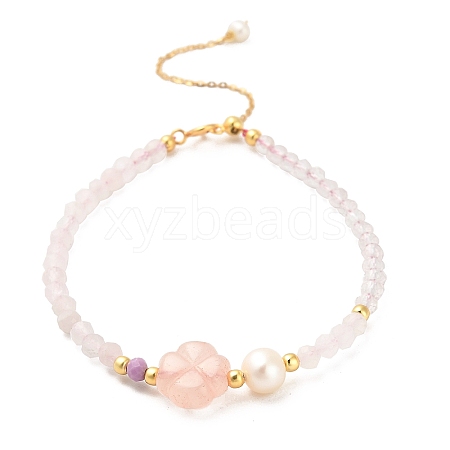 Natural Rose Quartz and Natural Lepidolite and Natural Agate Bead Bracelets BJEW-E098-13G-1