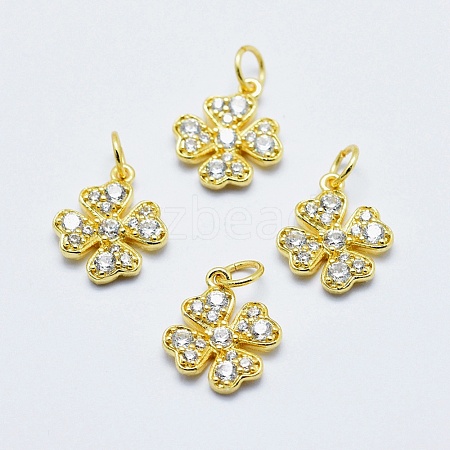 Brass Micro Pave Cubic Zirconia Charms RB-I078-65G-NR-1