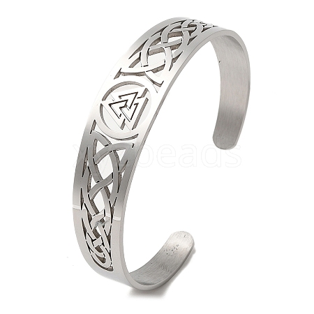 Non-Tarnish 304 Stainless Steel Hollow Cuff Bangles LS-BJEW-Z022-03P-1