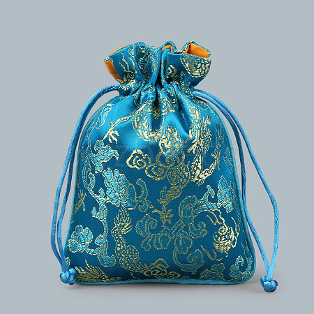 Chinese Style Silk Drawstring Jewelry Gift Bags PAAG-PW0005-05E-1