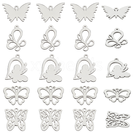 Unicraftale 20Pcs 5 Style 304 & 201 Stainless Steel Pendants STAS-UN0030-30-1