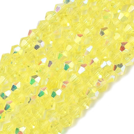Electroplate Transparent Glass Beads Strands EGLA-K015-18F-1