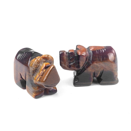 Natural Tiger Eye Carved Healing Rhinoceros Figurines PW-WG79874-02-1