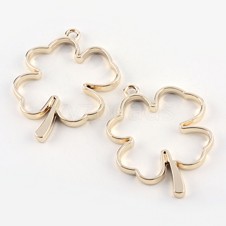 Rack Plating Alloy Irish Clover Open Back Bezel Pendants PALLOY-S047-06E-FF-1