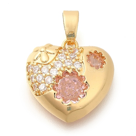 Brass Micro Pave Cubic Zirconia Pendants KK-S049-21G-01-1