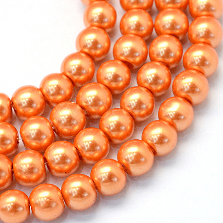 Baking Painted Pearlized Glass Pearl Round Bead Strands HY-Q003-6mm-36-1