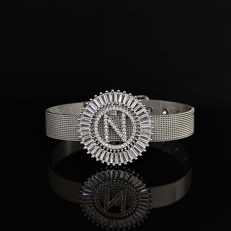 Brass Micro Pave Clear Cubic Zirconia Bangles for Women FS-WGA7409-51-1
