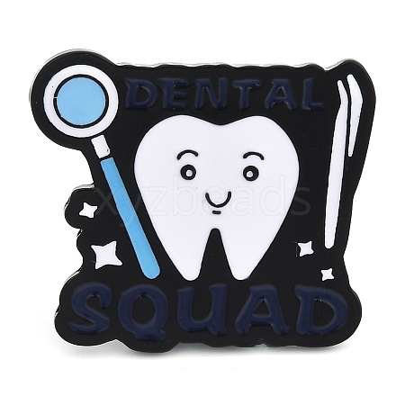 Take Care of Tooth Theme Word Tooth with Word Square Enamel Pins JEWB-D279-07B-01-1