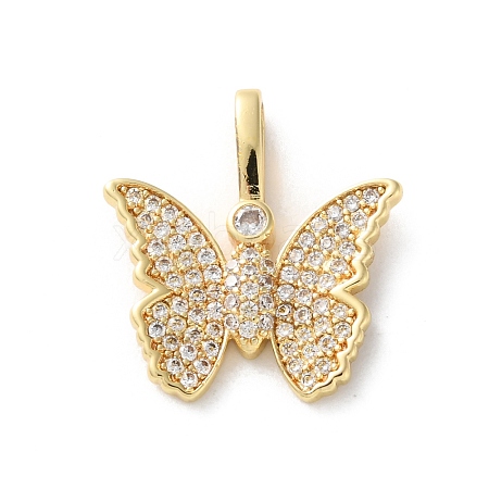 Brass Micro Pave Clear Cubic Zirconia Pendants X-KK-L227-007G-1