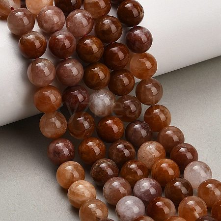 Natural Red Hematoid Quartz Beads Strands G-G475-A01-10mm-1