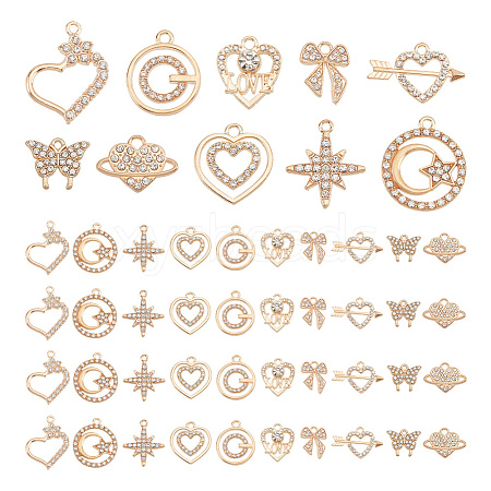 GOMAKERER 50Pcs 10 Style Heat & Arrow & Butterfly & Star & Bowknot Alloy Pendants FIND-GO0001-03-1