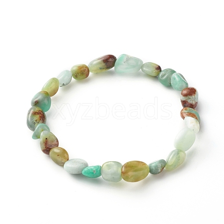 Natural Chrysoprase Nuggets Beads Bracelet for Men Women BJEW-JB06667-1