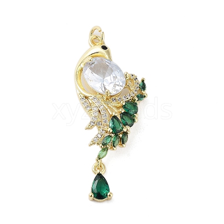 Rack Plating Peacock Brass Micro Pave Cubic Zirconia Pendants KK-E102-08G-1