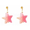 Natural Agate Star Dangle Stud Earrings EJEW-JE04420-04-1