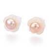 Natural Pearl & White Shell Flower Stud Earrings PEAR-N020-05J-2