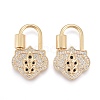 Brass Micro Pave Cubic Zirconia Screw Carabiner Lock Charms KK-M205-03G-1