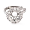 Rack Plating Round Brass Micro Pave Cubic Zirconia Adjustable Ring Components LS-KK-Q819-05P-2
