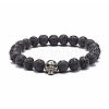 Natural Lava Rock Round Beads Stretch Bracelet BJEW-JB06832-5