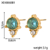 304 Stainless Steel Cubic Zirconia Stud Earrings STAS-OY009-15G-6