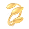 Ion Plating(IP) Leaf 304 Stainless Steel Open Cuff Finger Rings for Women RJEW-P114-09G-1